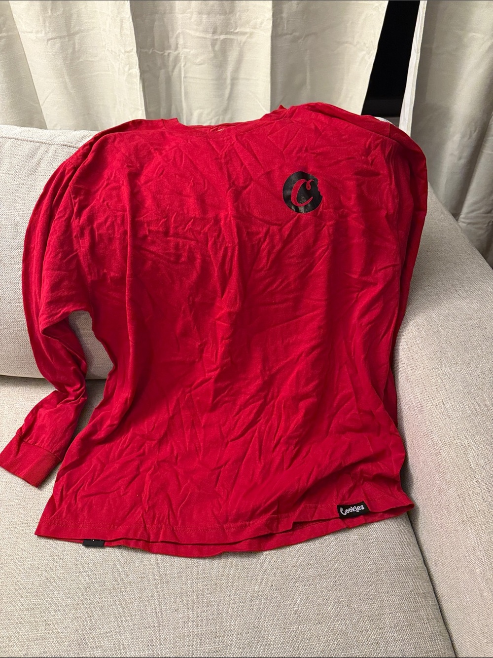 Red Long Sleeve Crewneck Shirt - Casual Everyday